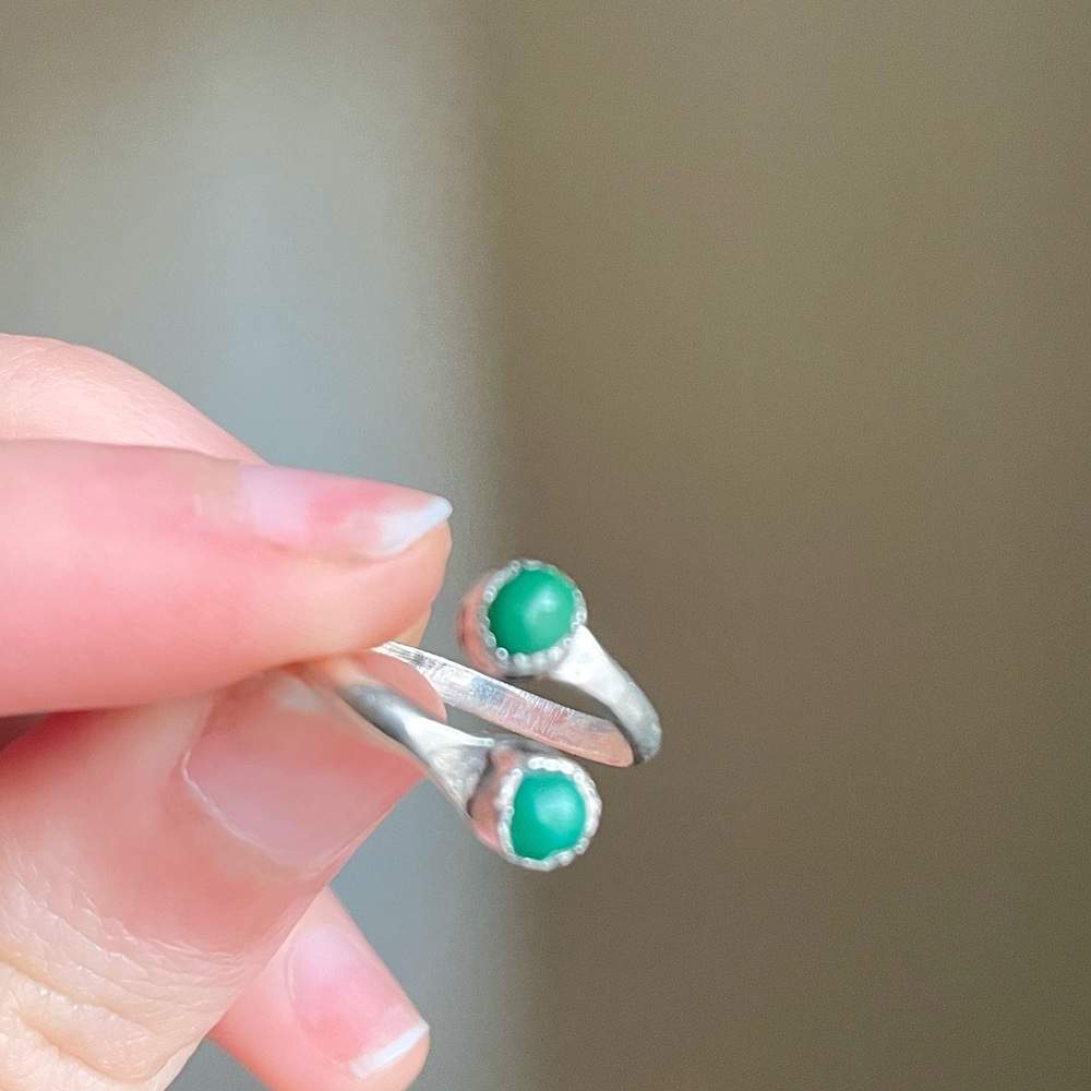 Green turquoise sterling silver ring - Picture 3 of 6
